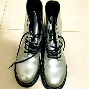 Silver Dr. Martens Boots
